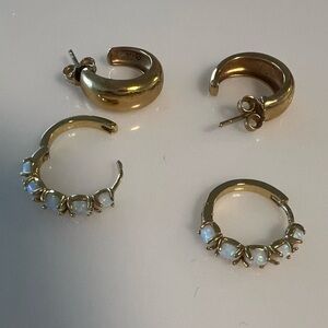Elegant Gold and Opal toned Hoop Earrings Set